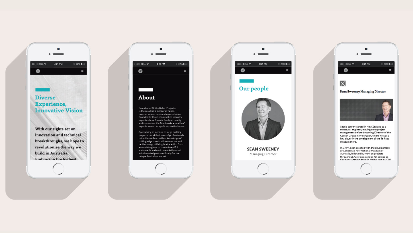 Atelier website display iphone
