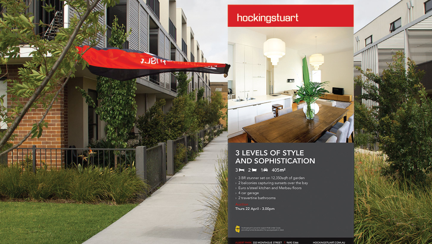 hockingstuart open inspection sign outside property