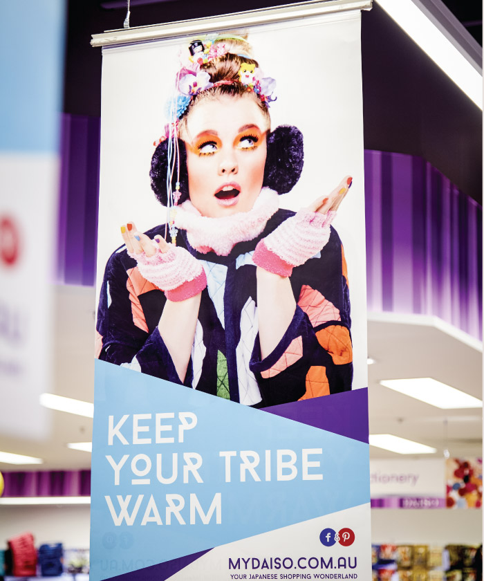 Daiso Australia tribe winter banner in store