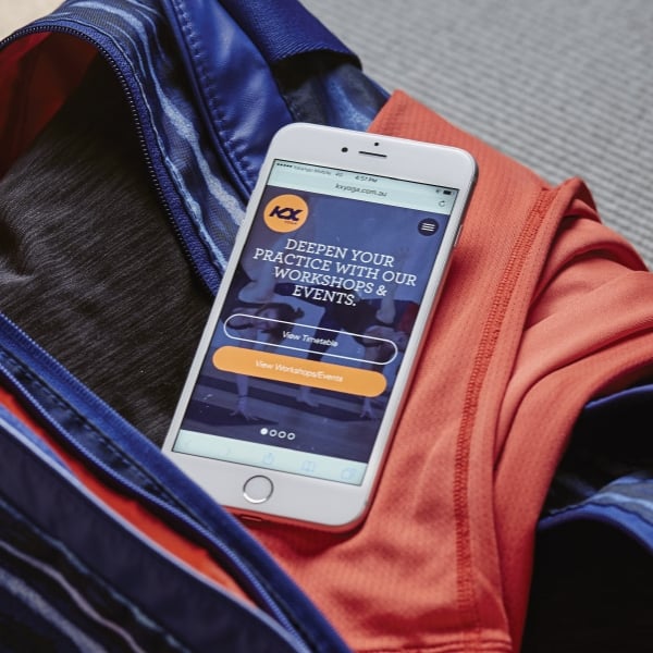 KX Group mobile website on sports bag