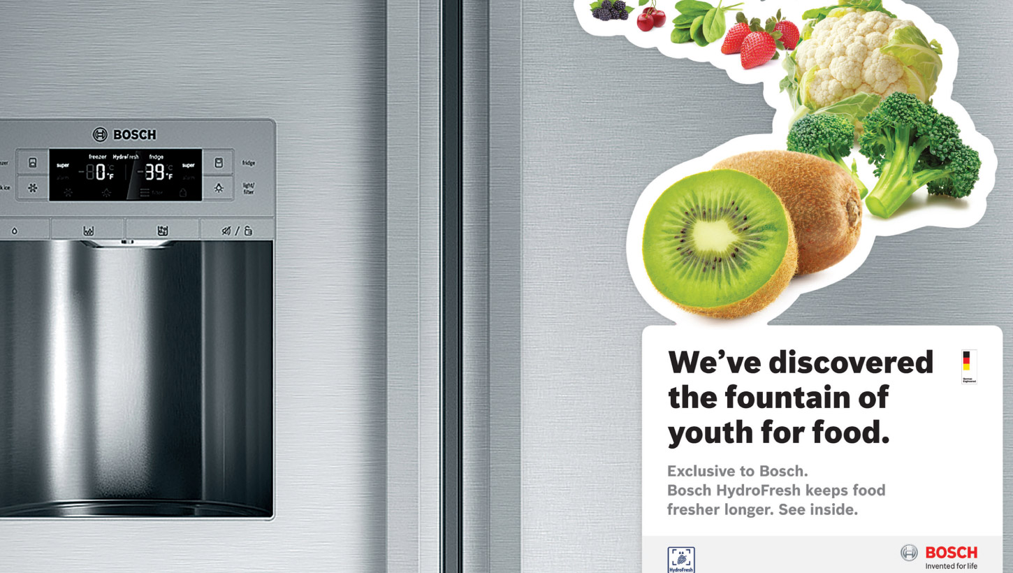 bosch fridge ad close up