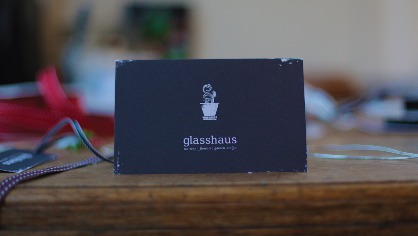glasshaus business card with logo