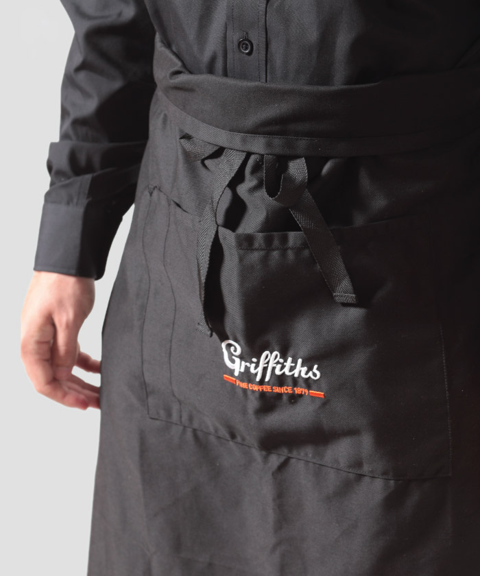 griffiths staff apron with logo on pocket