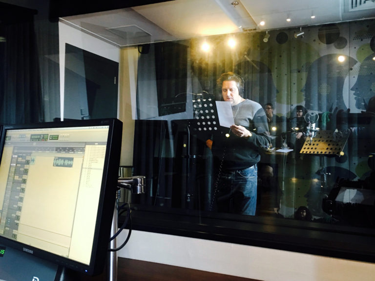 Recording a radio ad for Builders Academy